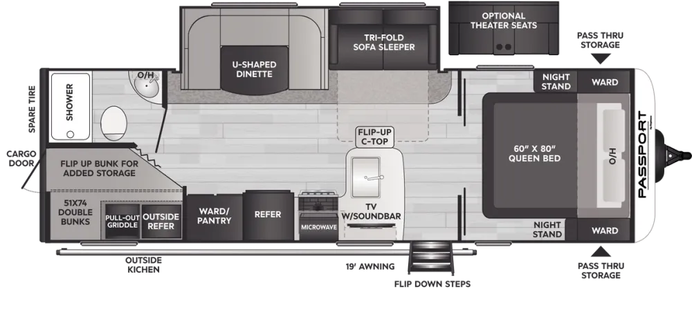 Floorplan of RV model 268BHWE