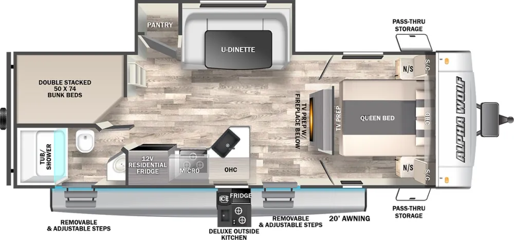 Floorplan of RV model 23DBH-L