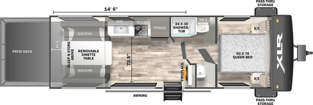 Floorplan of RV model 25XLRE