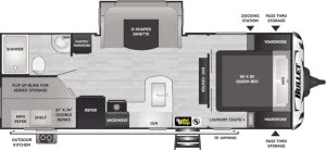 Floorplan of RV model 243BHSWE