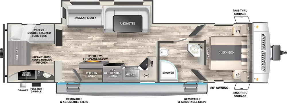 Floorplan of RV model 30DBH-L