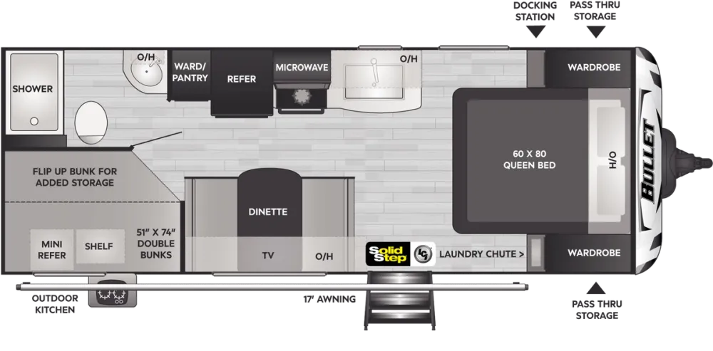 Floorplan of RV model 211BHSWE