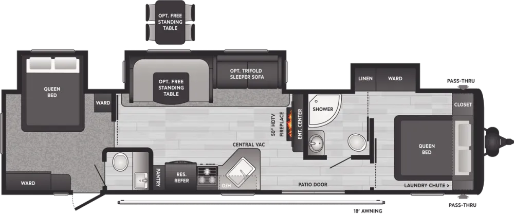 Floorplan of RV model 38FQTS