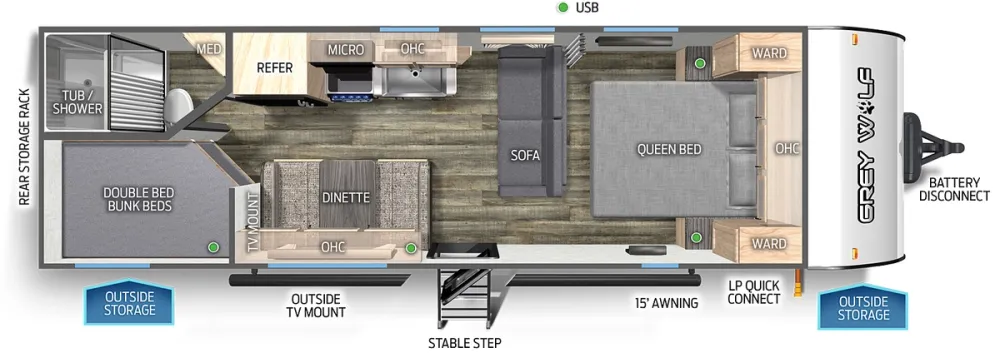 Floorplan of RV model 26DJSE