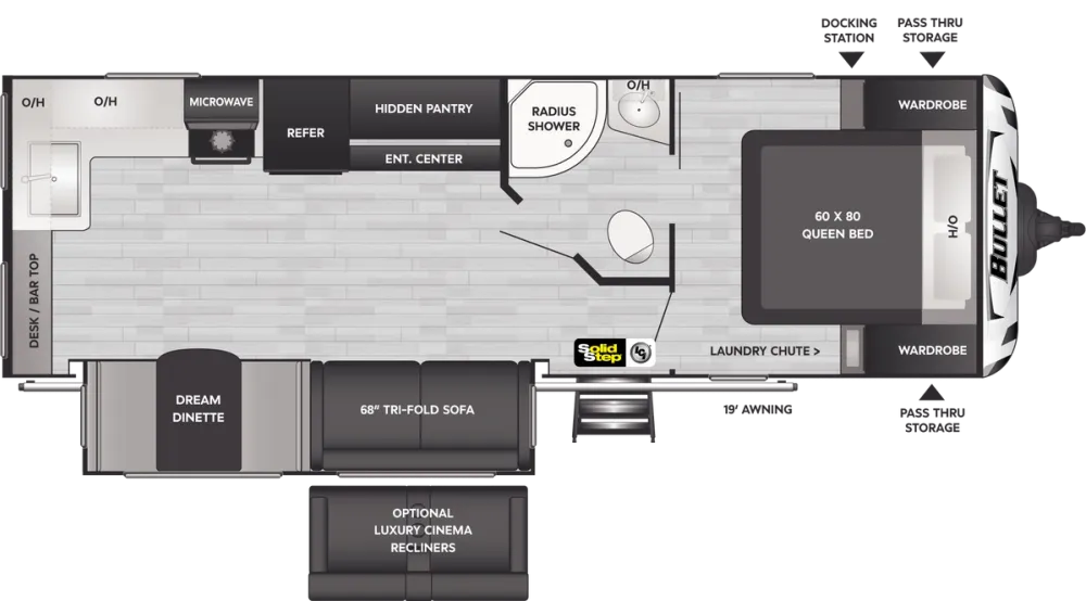 Floorplan of RV model 258RKSWE