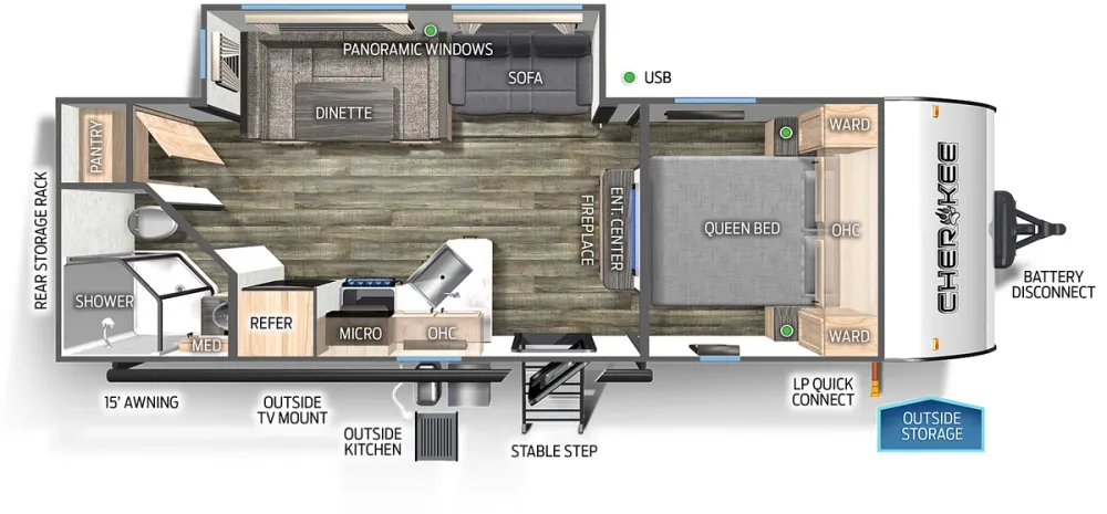 Floorplan of RV model 234DC