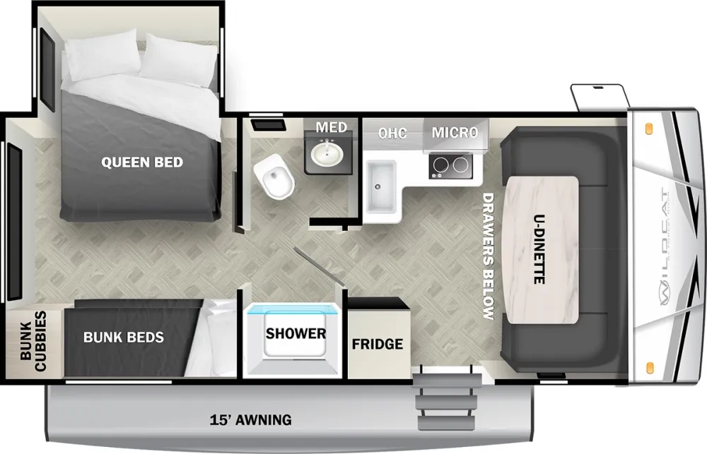 Floorplan of RV model 176BHX