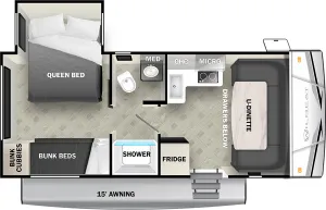 Floorplan of RV model 176BHX