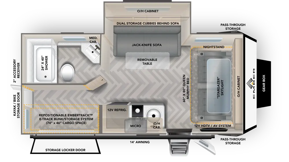 Floorplan of RV model 191MSL