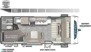 Floorplan of RV model 19DBXL