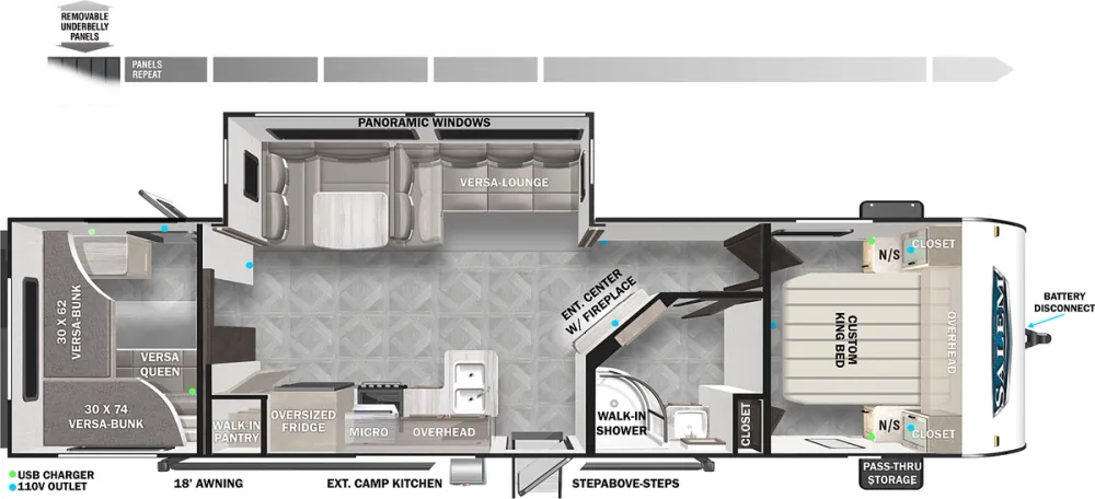 Floorplan of RV model 29VBUD