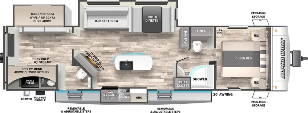 Floorplan of RV model 33BH-L