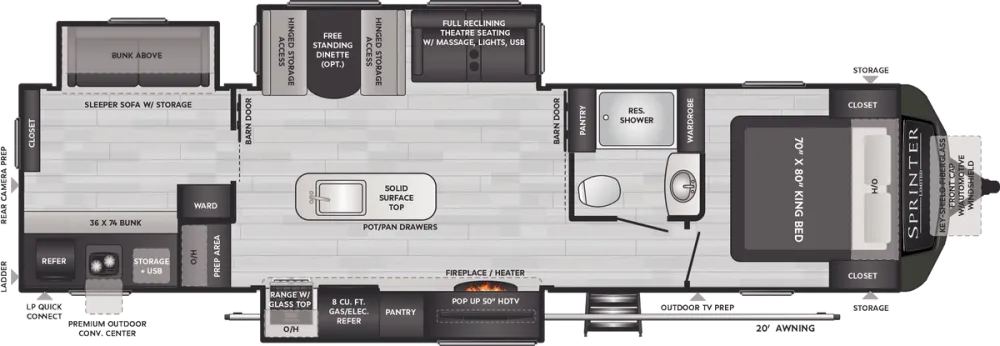 Floorplan of RV model 341BIK