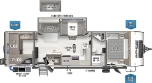 Floorplan of RV model 296QBLE