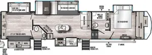 Floorplan of RV model 384QBOK