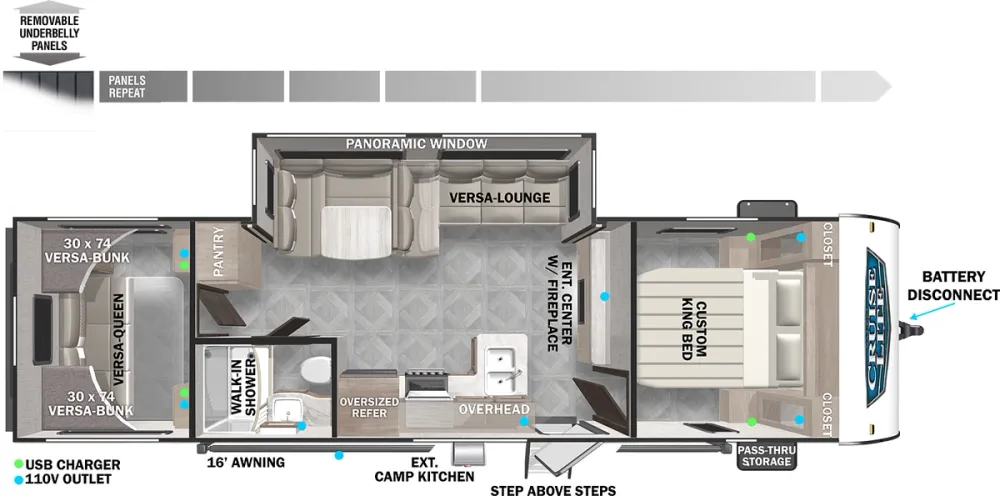 Floorplan of RV model 28VBXL