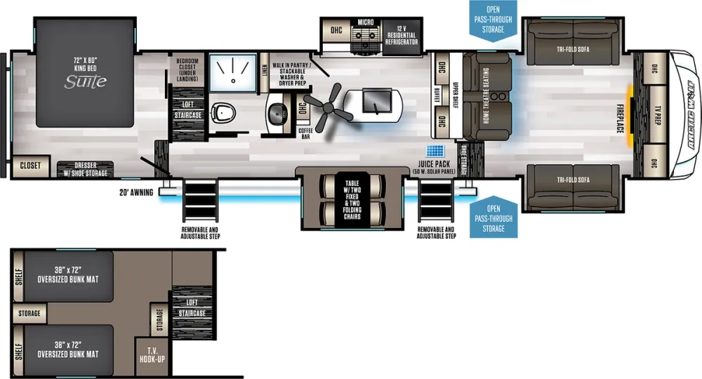 Floorplan of RV model 3990SUITE