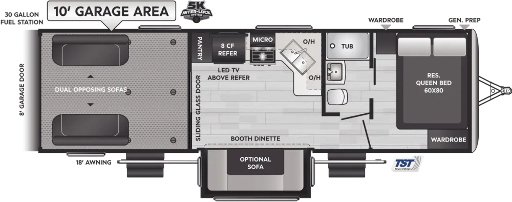 Floorplan of RV model 28V