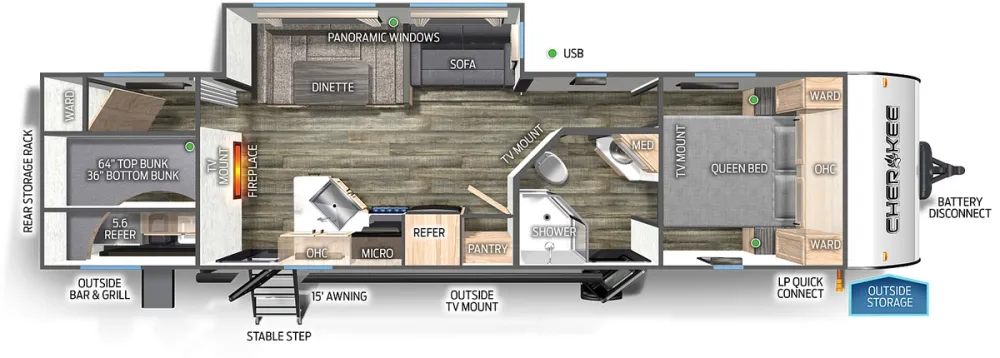 Floorplan of RV model 294GEBG