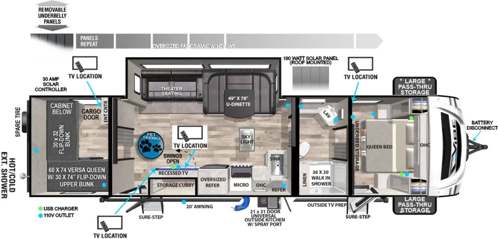 Floorplan of RV model 28BHE