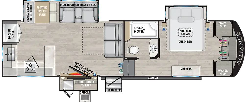 Floorplan of RV model 33RKS