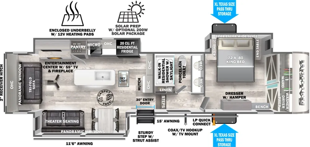 Floorplan of RV model 34RL