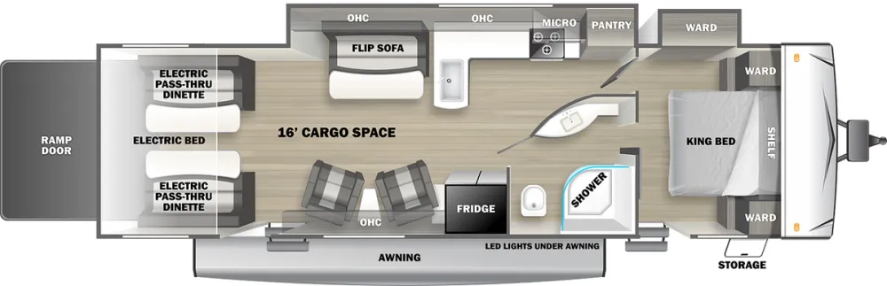 Floorplan of RV model 304GSLR