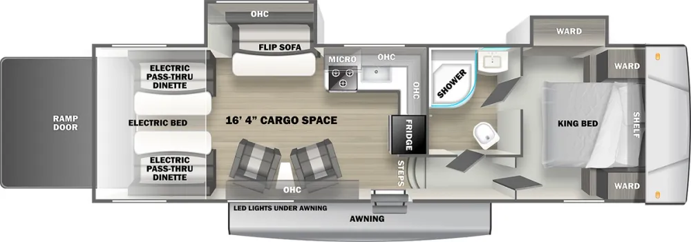 Floorplan of RV model 28FWGDX