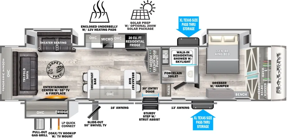 Floorplan of RV model 35RE