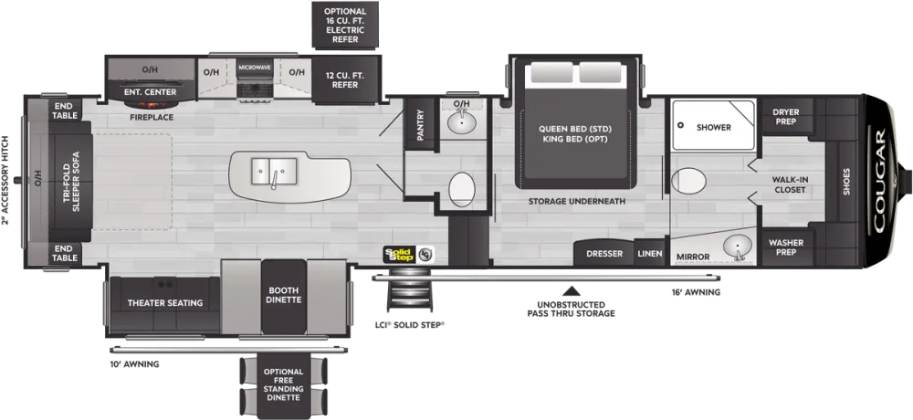 Floorplan of RV model 355FBS