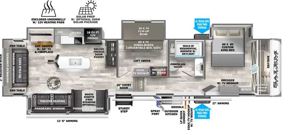 Floorplan of RV model 369BL