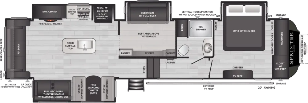 Floorplan of RV model 3590LFT