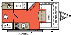 Floorplan of RV model 168RBL