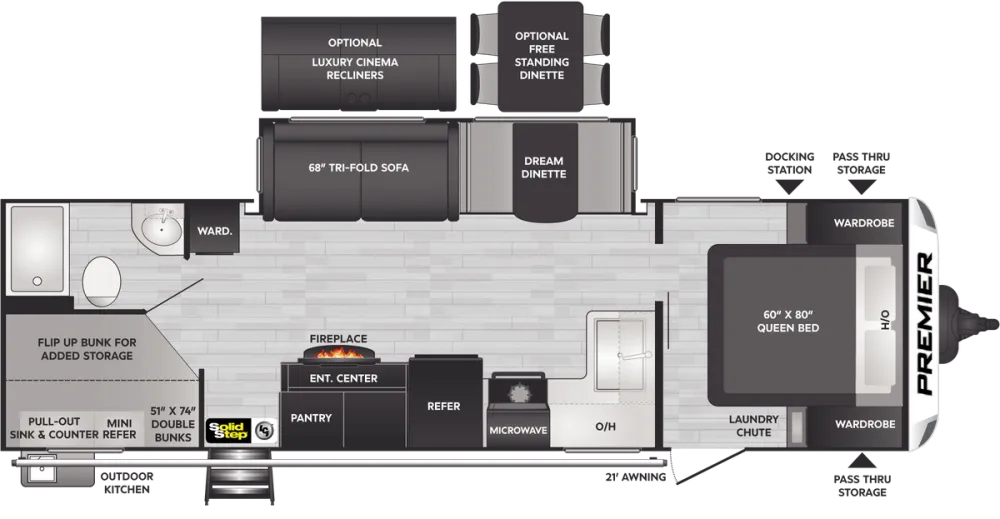 Floorplan of RV model 29BHPR