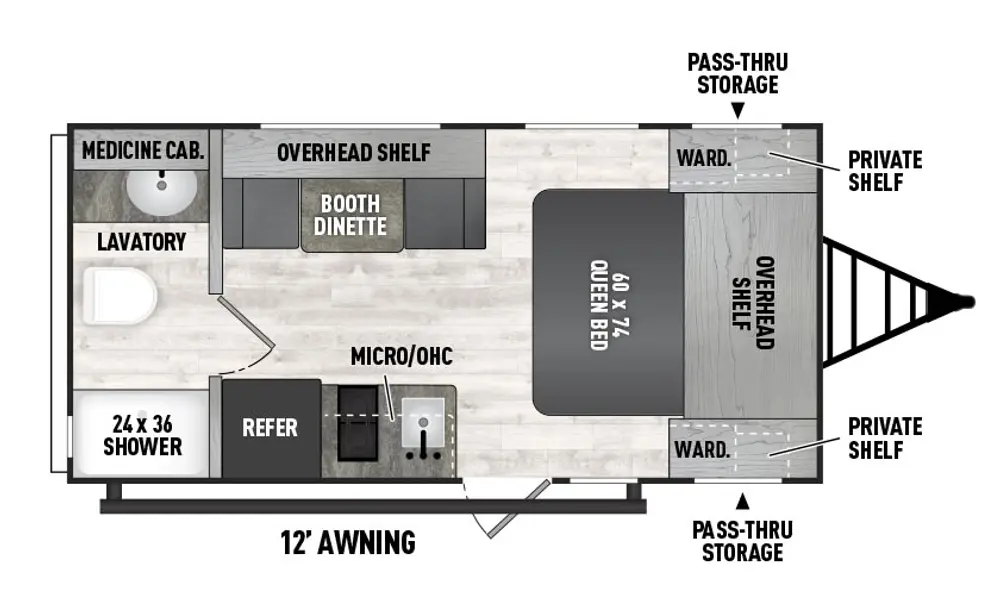 Floorplan of RV model 18FQ