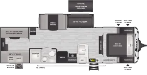 Floorplan of RV model 287QBSWE