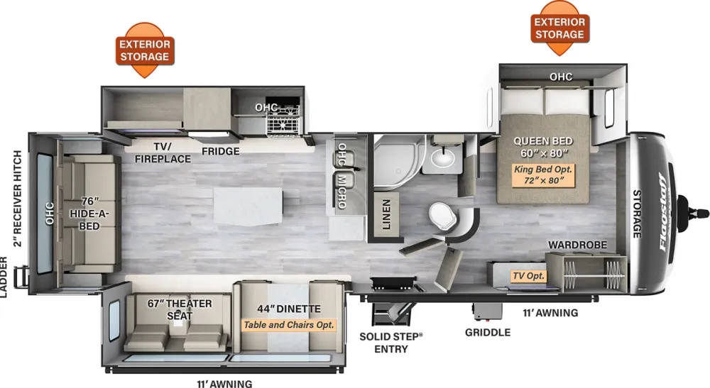 Floorplan of RV model 29RLBS