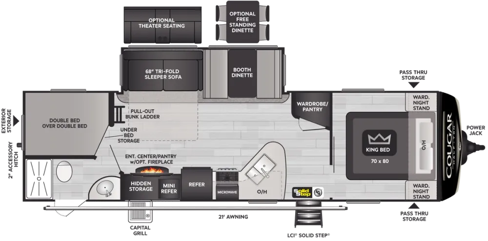 Floorplan of RV model 29BHSWE