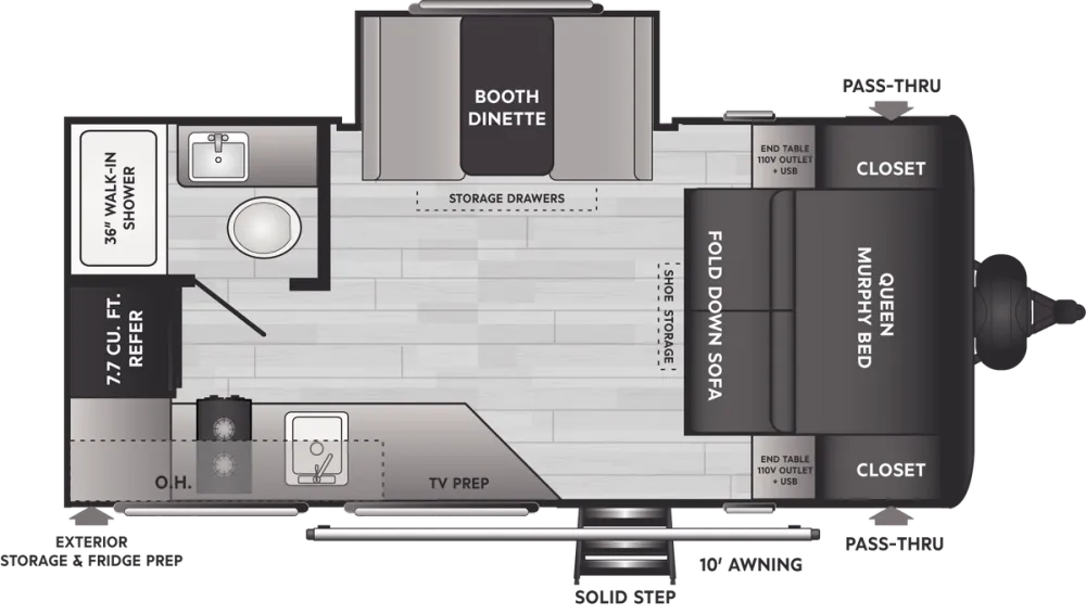 Floorplan of RV model 174RK