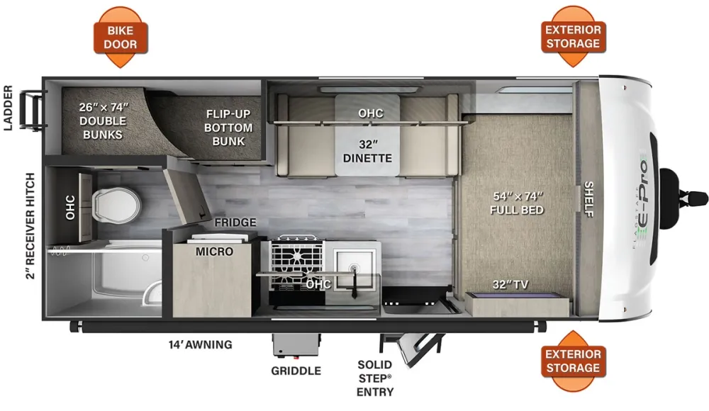 Floorplan of RV model E19BH