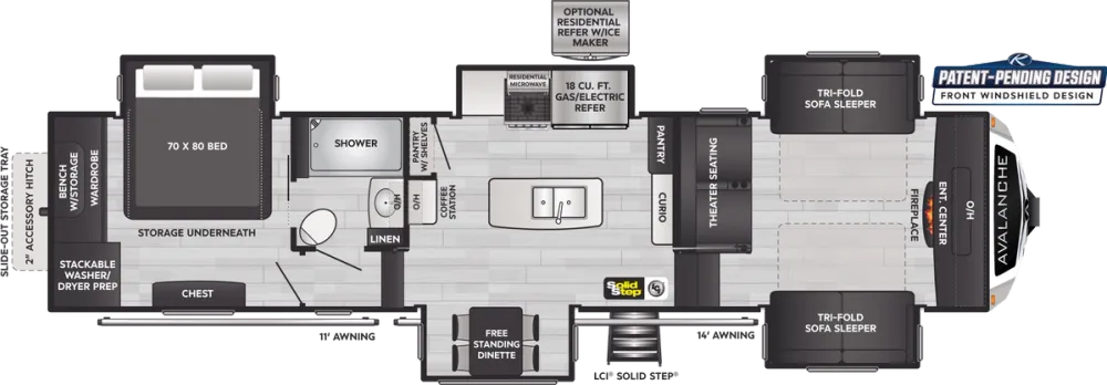 Floorplan of RV model 360FL