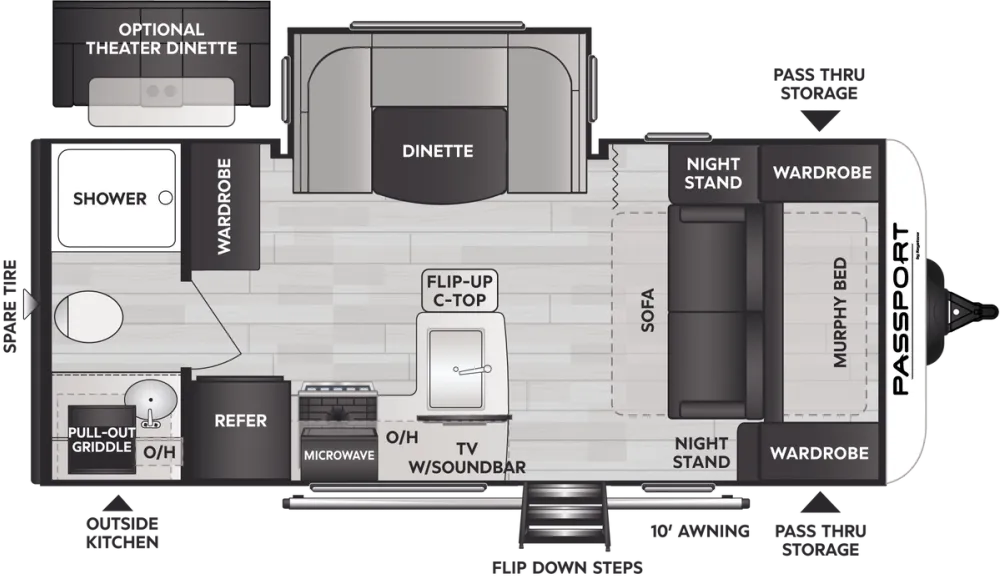 Floorplan of RV model 189RBWE