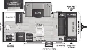 Floorplan of RV model 189RBWE