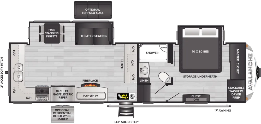 Floorplan of RV model 295RK