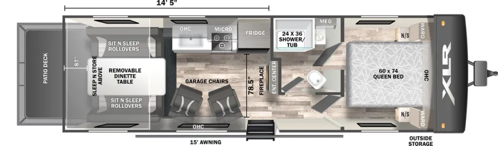 Floorplan of RV model 27XLRX