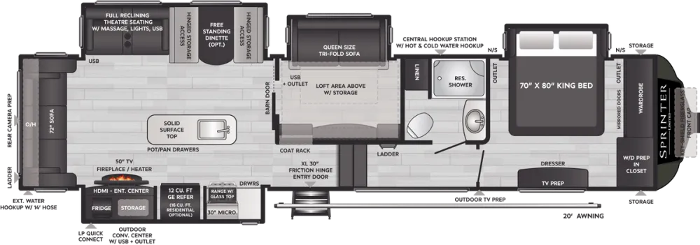 Floorplan of RV model 3570LFT