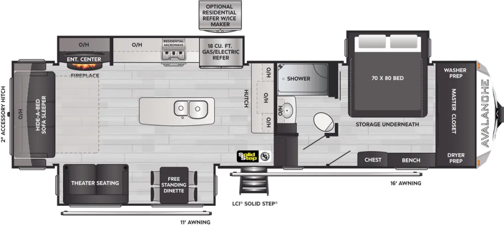 Floorplan of RV model 322RL