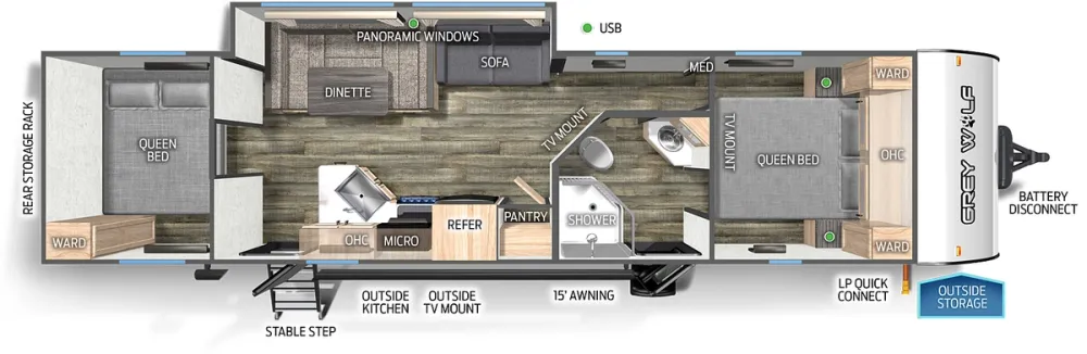 Floorplan of RV model 29QB