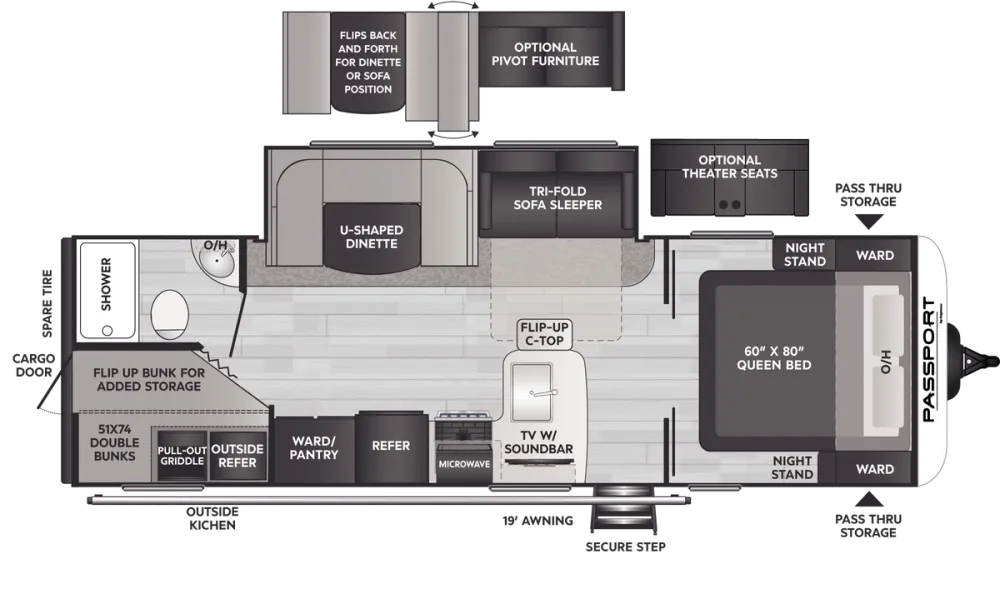 Floorplan of RV model 268BH