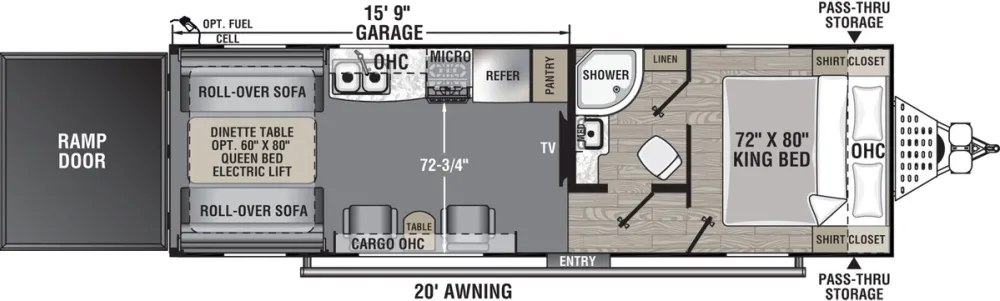 Floorplan of RV model 27LT